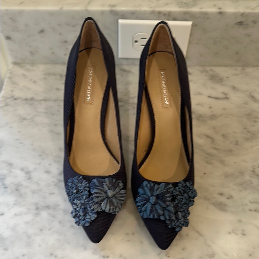 New Navy Blue Floral Women's Shoes